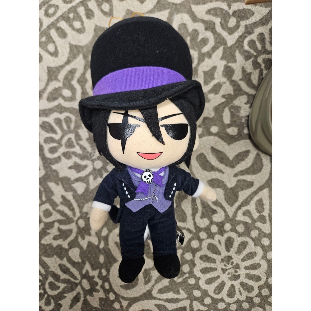 Black Butler Sebastian Michaelis Plush Toy Anime Collectible with Tag Hat Skull